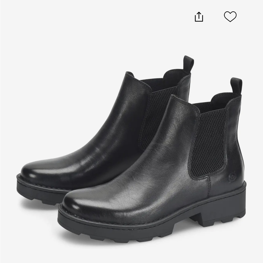Born Black Leather Chelsea Lug Sole Boots